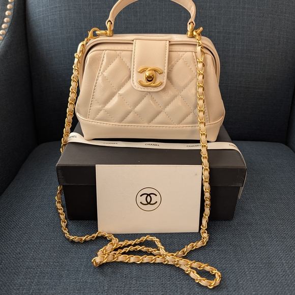 Chanel Mini Quilted Top-Handle Bag in Beige - Picture 6 of 6